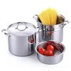 Classic 12 qt. Stainless Steel Pasta Stockpot Cooker Steamer Multi-Pot Set by Cooks Standard