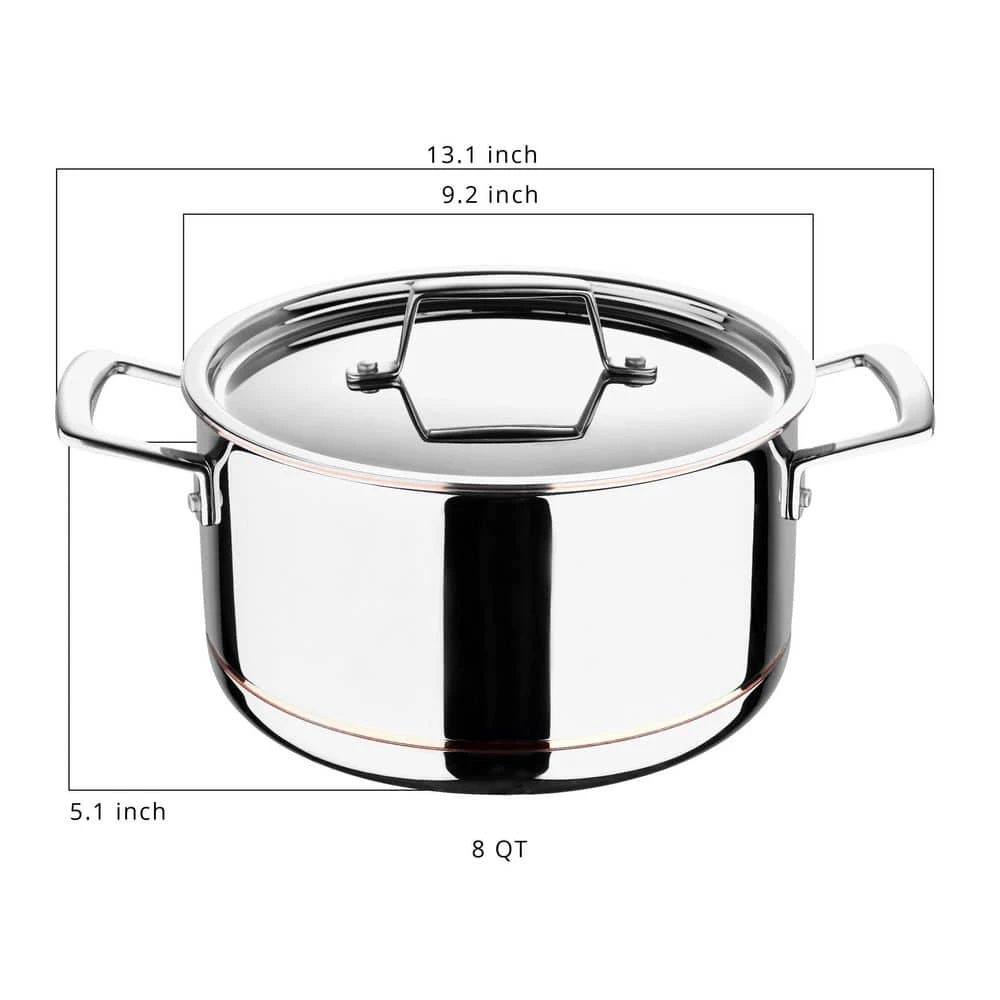5CX 5 qt. Round Stainless Steel Dutch Oven with Lid by MasterPRO - Image 2