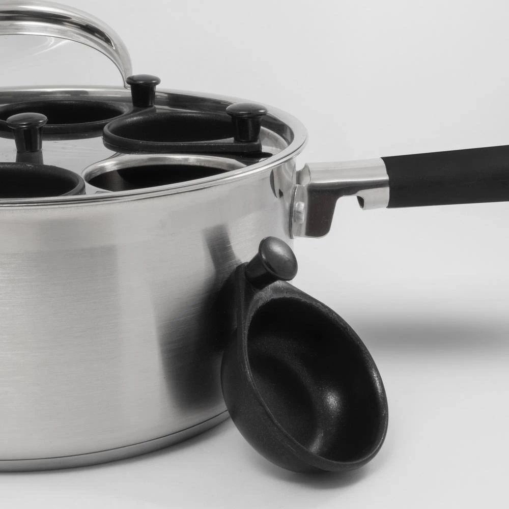 Professional 6-Cup Egg Poacher Stainless with Silicone Spatula by ExcelSteel - Image 4