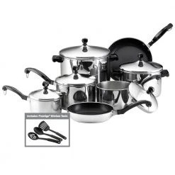 Classic Series 15-Piece Stainless Steel Nonstick Cookware Set by Farberware