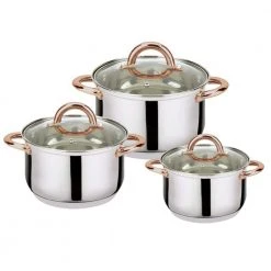 Kitchen Sense 6-Piece Stainless Steel Casserole Set Pots and Lids by J&V TEXTILES