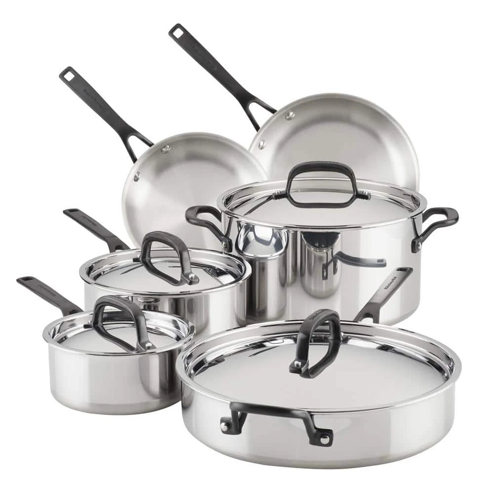 10-Piece Stainless Steel Induction Cookware Set by KitchenAid