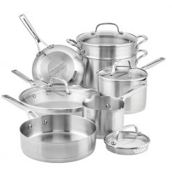 11-Piece 3-Ply Base Stainless Steel Cookware Set, Silver by KitchenAid
