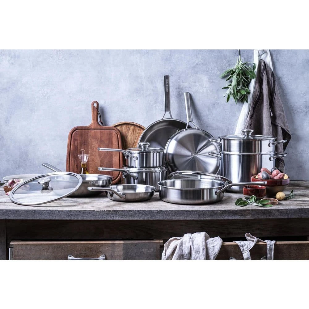 Merten and Storck Tri-Ply 14-Piece Stainless Steel Induction Cookware Pots and Pans Set by Merten & Storck