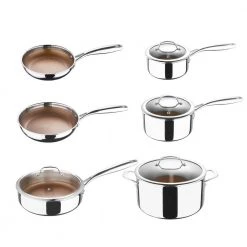 Giro 10 Piece Stainless Steel Nonstick Cookware Set with Lids in Silver by MasterPRO