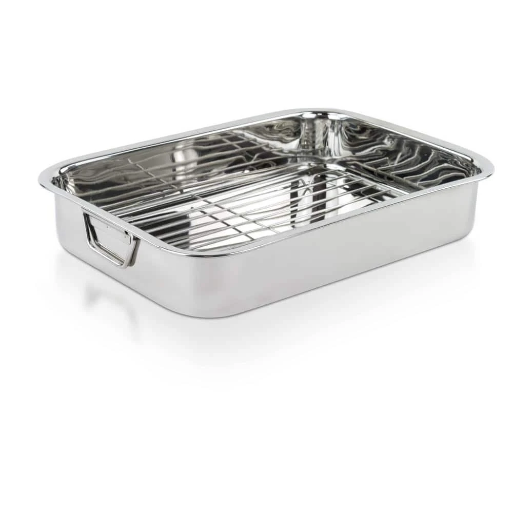 16 in. Classic Stainless Steel Roasting Pan with Roasting Rack by Lexi Home