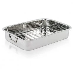 18 in. Classic Stainless Steel Roasting Pan with Roasting Rack by Lexi Home