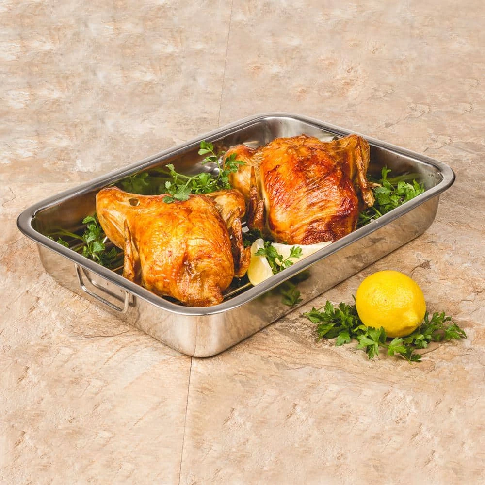 Stainless Steel Roasting Pan with Rack by Unbranded - Image 4