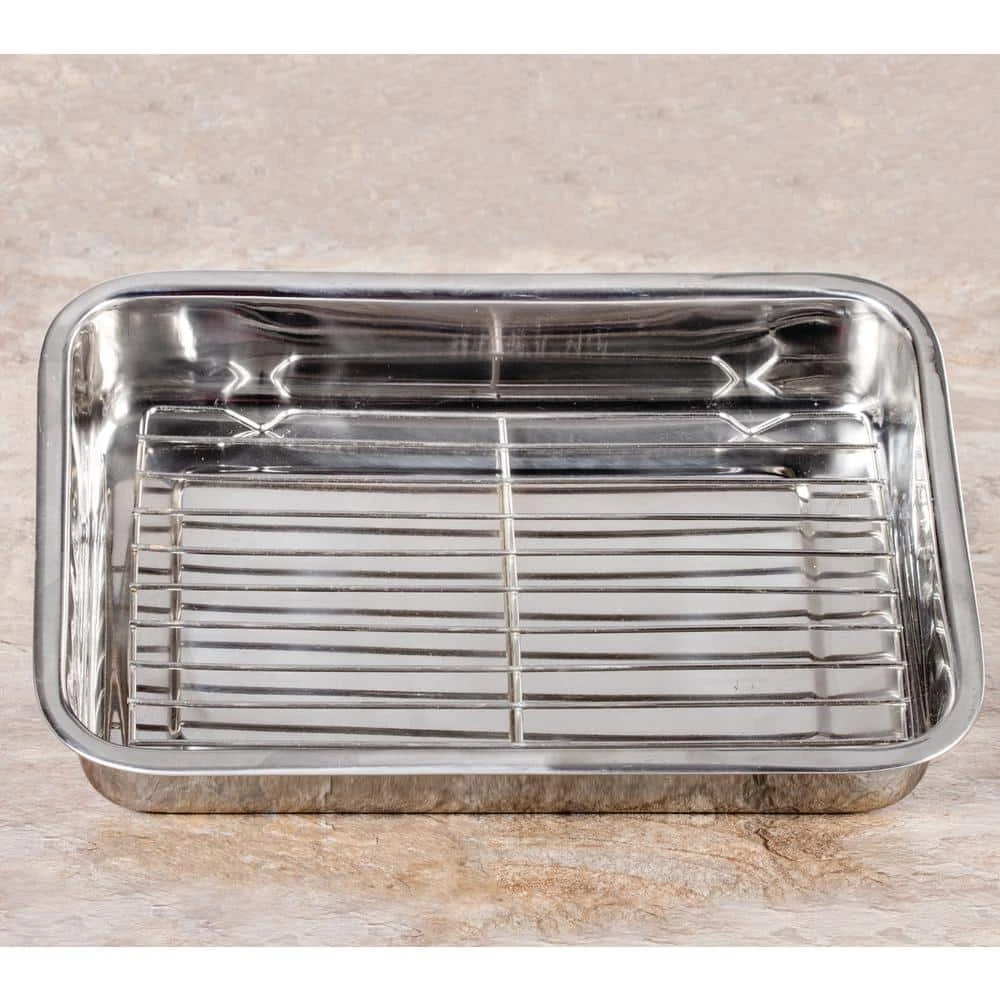 Stainless Steel Roasting Pan with Rack by Unbranded - Image 2