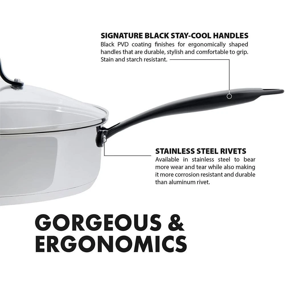 5 Qt. 12 in. Tri-Ply Stainless Steel Saute Pan by GRANDTIES - Image 4