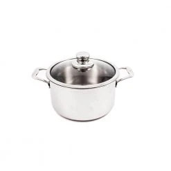 Premium Clad 6.3 qt. Round Stainless Steel Dutch Oven with Glass Lid by Swiss Diamond