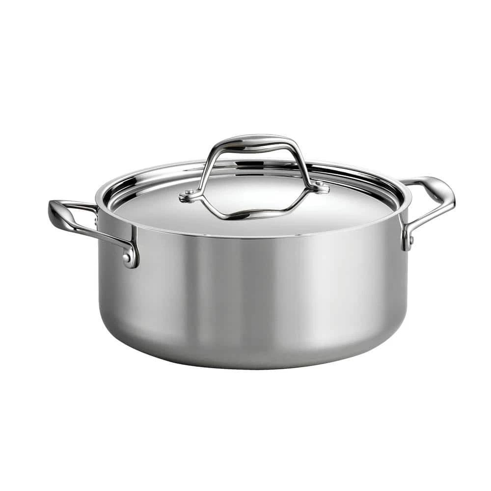 Gourmet Tri-Ply Clad 5 qt. Round Stainless Steel Dutch Oven with Lid by Tramontina