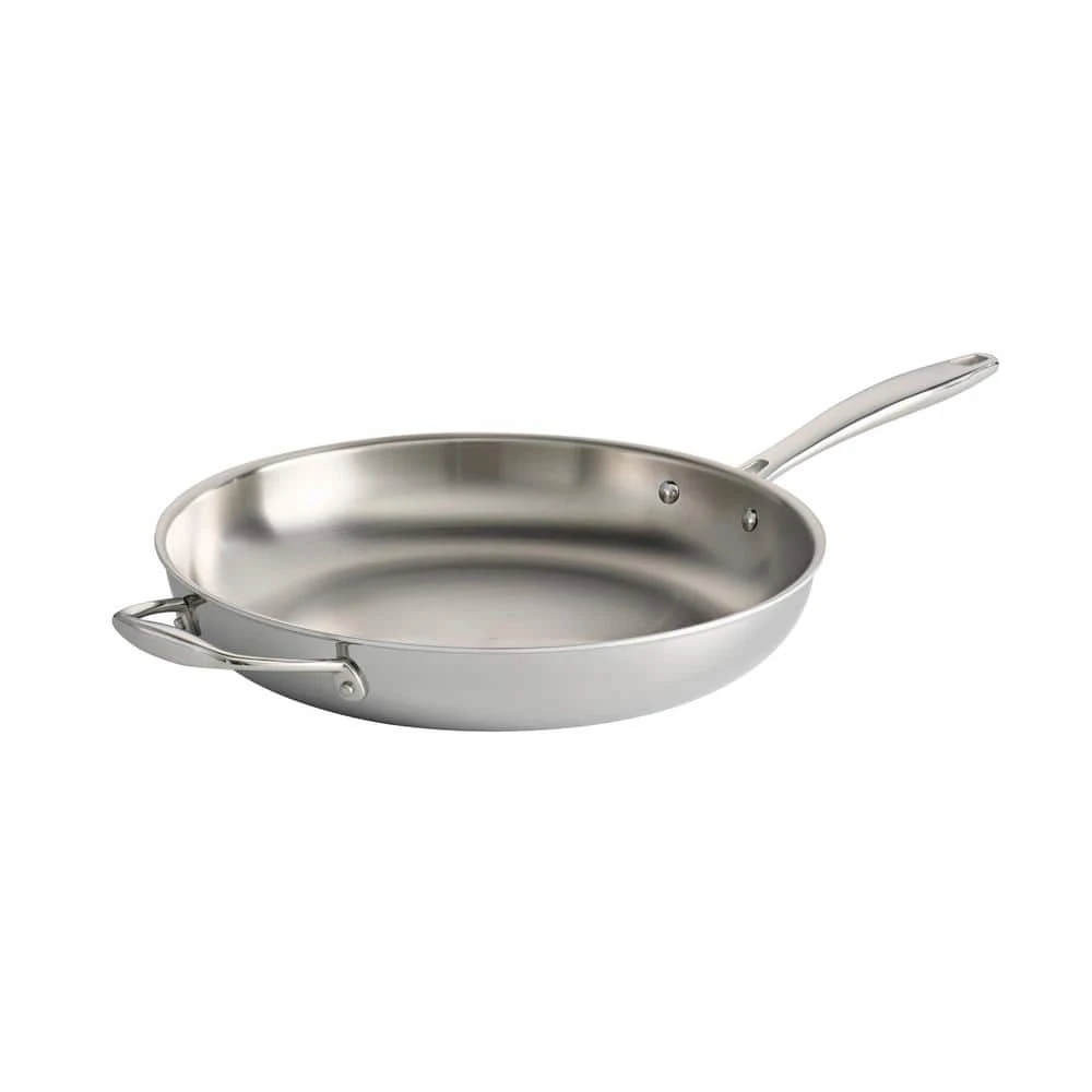 Gourmet Tri-Ply Clad 12 in. Stainless Steel Frying Pan with Helper Handle by Tramontina