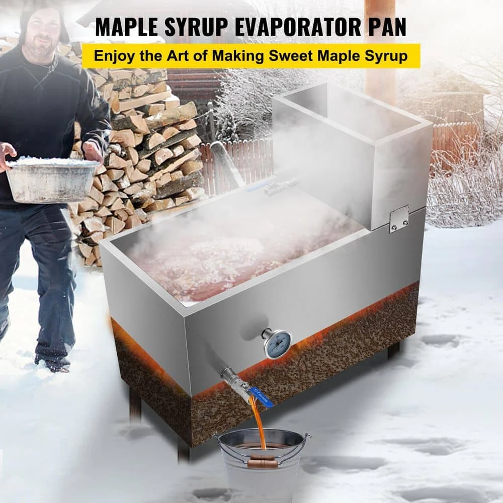 Maple Syrup Evaporator Pan 30 in. x 16 in. x 19 in. Stainless Steel Maple Syrup Boiling Pan with Valve and Thermometer by VEVOR - Image 3