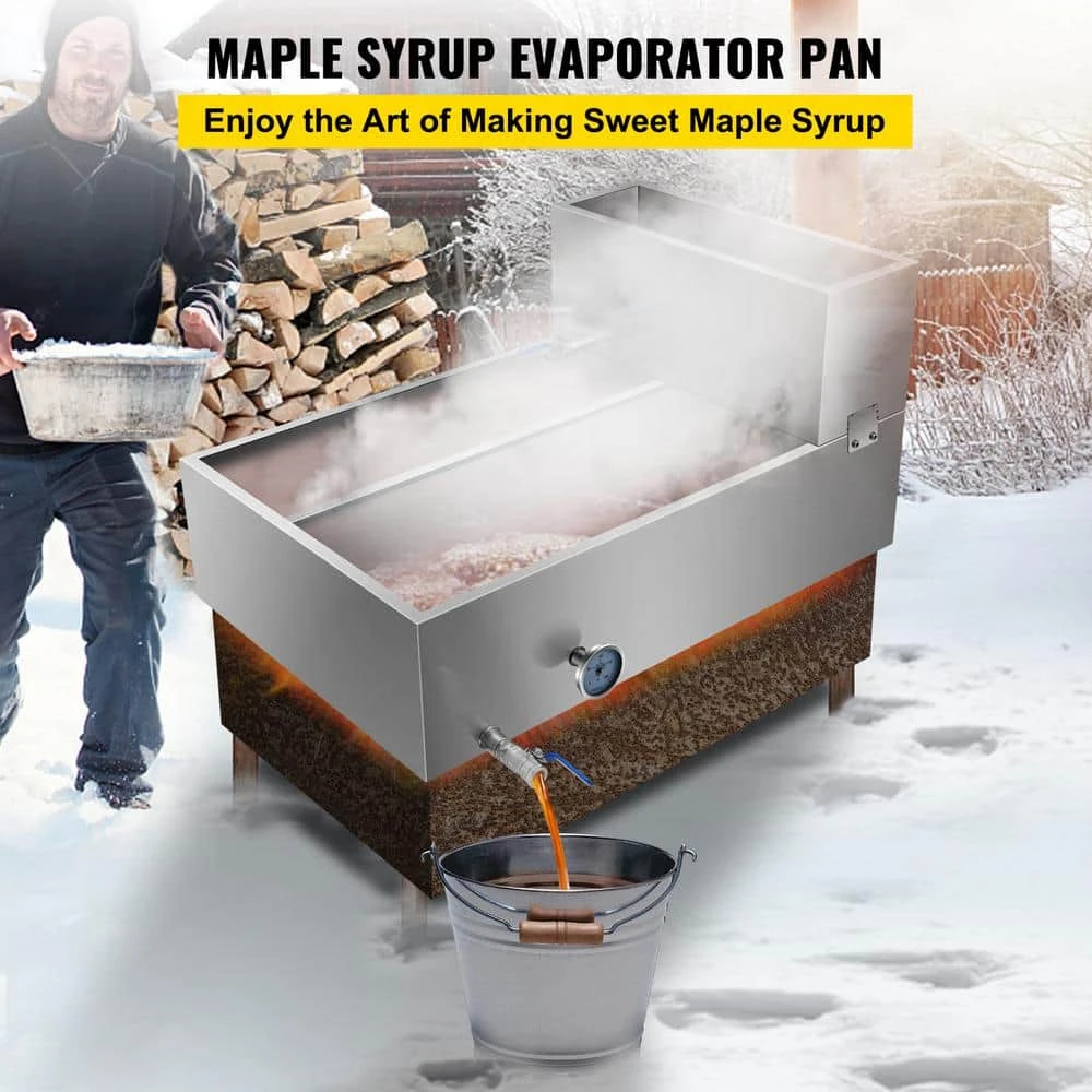 35.8 in. x 24 in. x 18.5 in. Stainless Steel Evaporator Sap Stove with Divided Pan and Feed Pan for Boiling Maple Syrup by VEVOR - Image 2