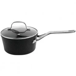 The Rock 3 qt. Aluminum Nonstick Sauce Pot in Black Speckle with Glass Lid by Starfrit