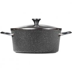 The Rock 7.2 qt. Aluminum Nonstick Stock Pot in Black Speckle with Glass Lid by Starfrit