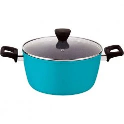 5 Qt. Granite Aluminum Nonstick Stock Pot in Blue with Lid by EPPMO