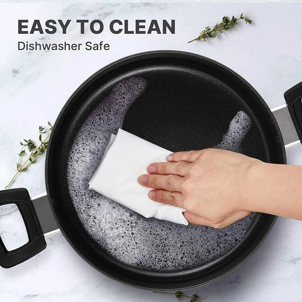 4.94 Qt. Hard-Anodized Aluminum Nonstick Stock Pot in Black with Lid by EPPMO - Image 4