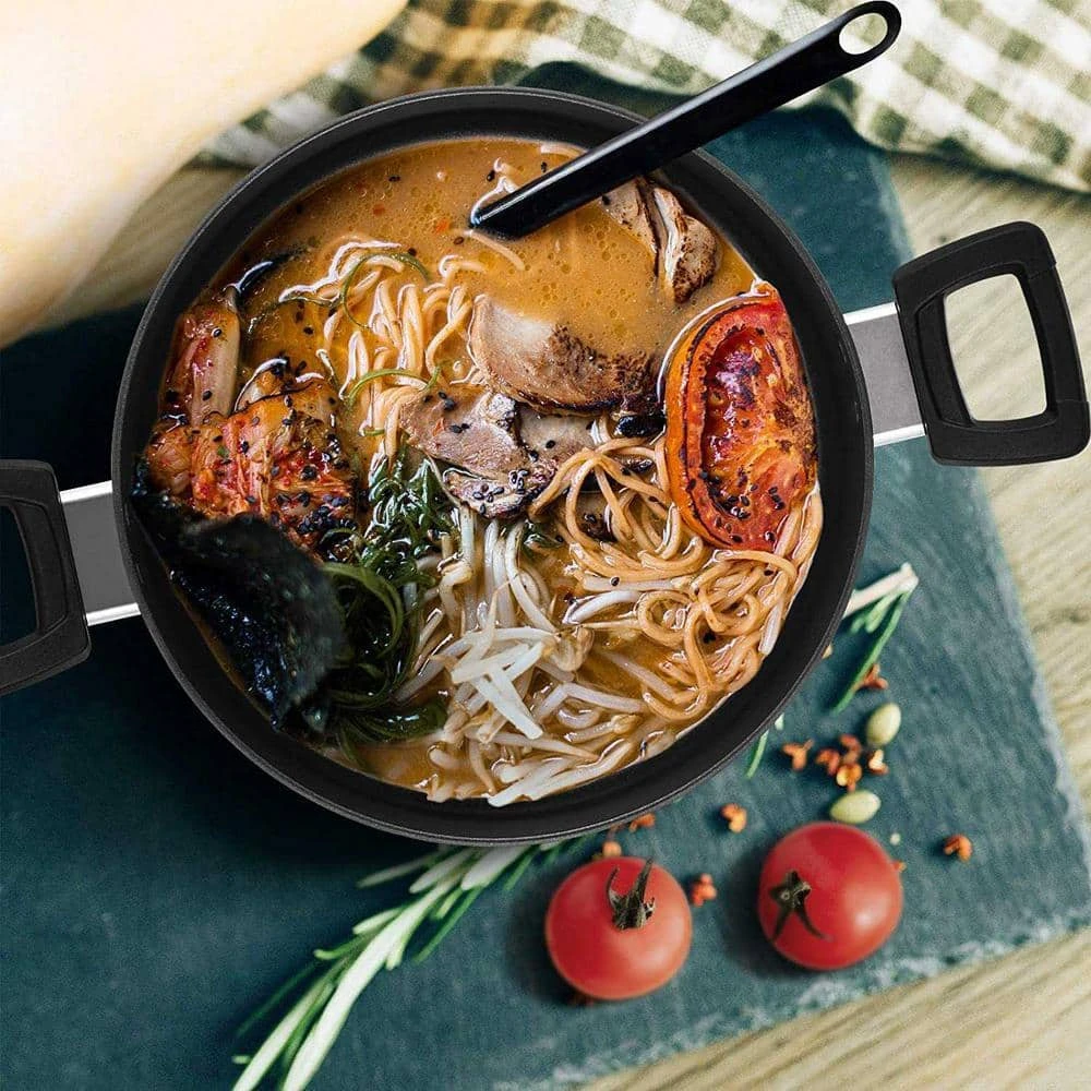 4.94 Qt. Hard-Anodized Aluminum Nonstick Stock Pot in Black with Lid by EPPMO - Image 2