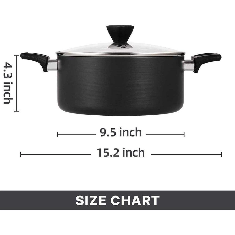 4.94 Qt. Hard-Anodized Aluminum Nonstick Stock Pot in Black with Lid by EPPMO - Image 8