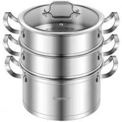 6.2 qt. Stainless Steel Soup Pot with 2-tier 2.8 qt. Steamer Inserts and Lid by WELLFOR