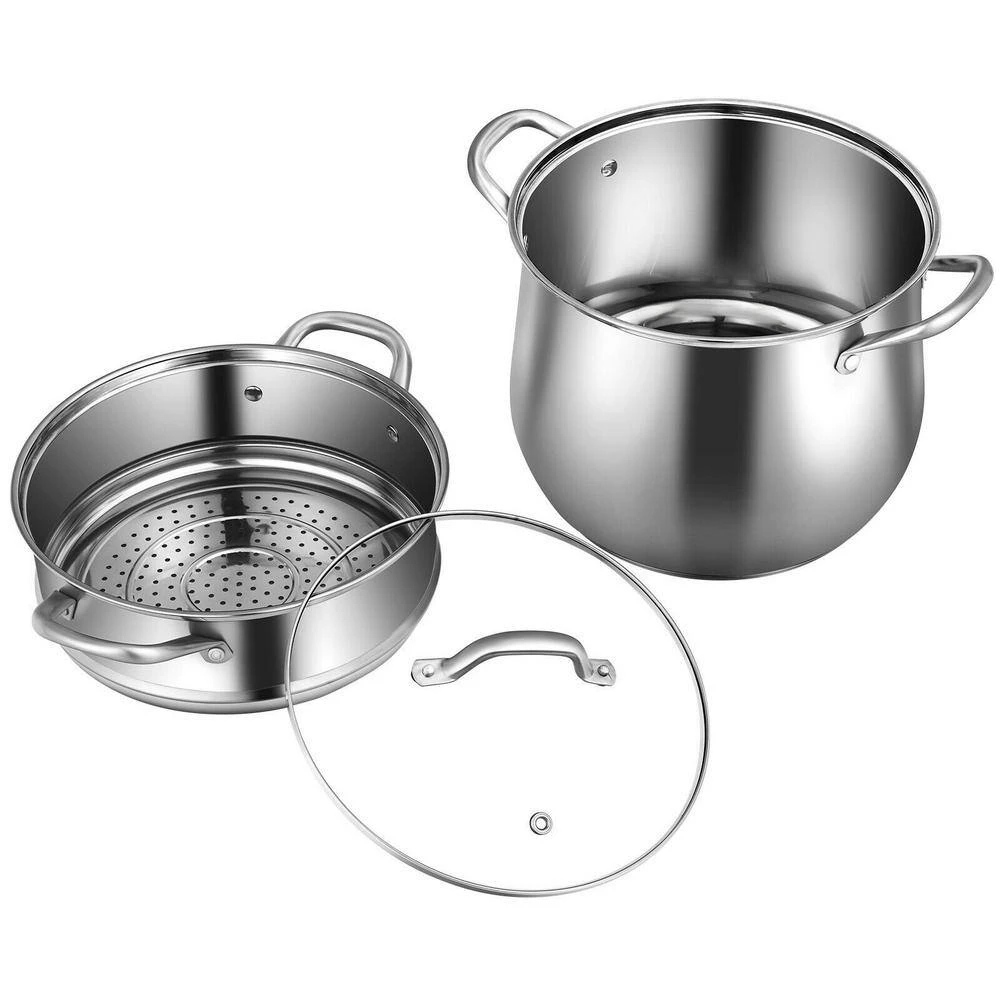 4.2 qt. Stainless Steel Stock Pot with 2 qt. Steamer Insert and Lid by WELLFOR - Image 6