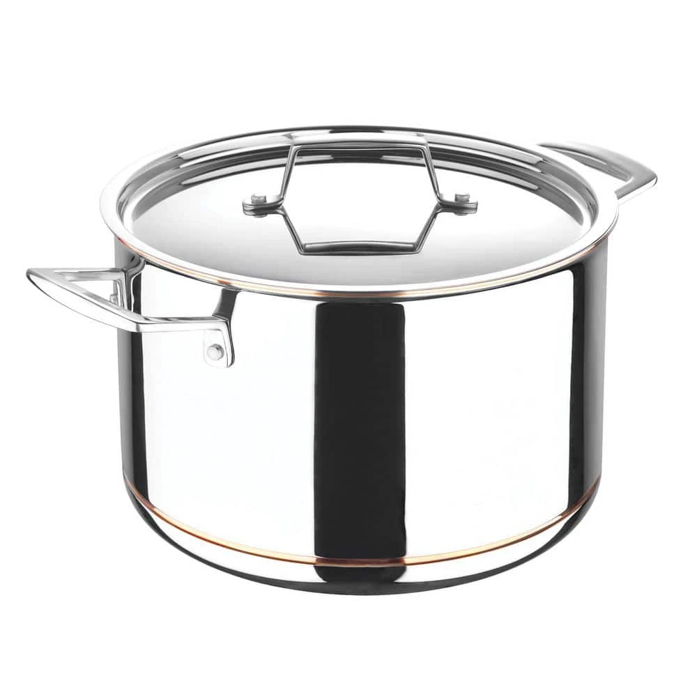 5CX 8 qt. Stainless Steel 5-Ply Copper Core Stock Pot with Lid by MasterPRO