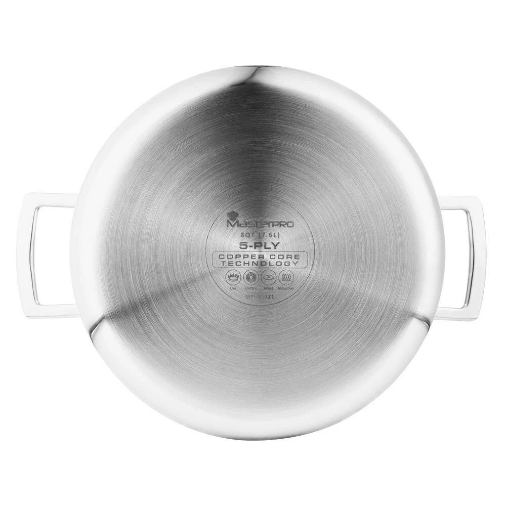 5CX 8 qt. Stainless Steel 5-Ply Copper Core Stock Pot with Lid by MasterPRO - Image 7