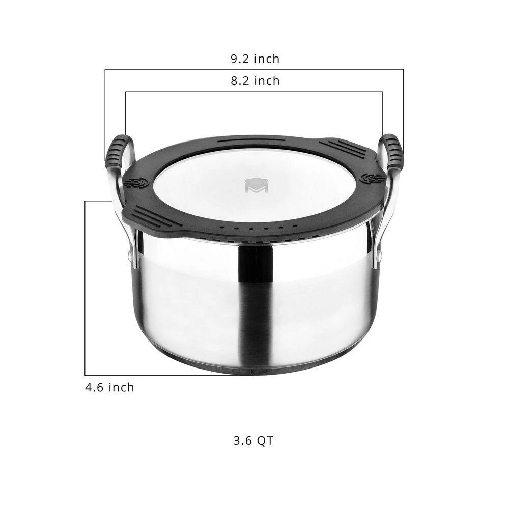 Nesting Stainless Steel Collection 3.6 qt. Covered Stock Pot by MasterPRO - Image 4