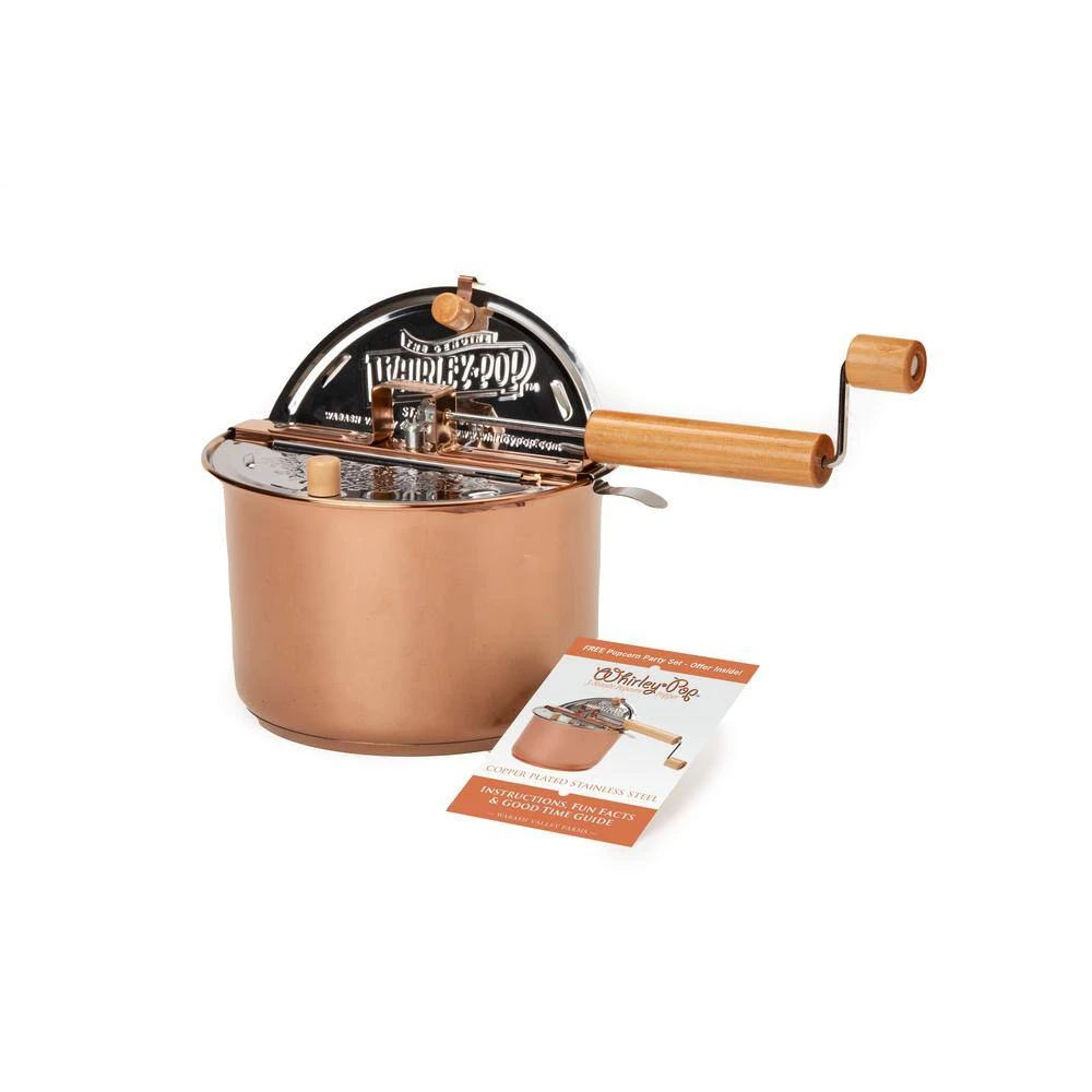6 qt. Copper Plated Stainless Steel Stovetop Popcorn Popper with 3-Popping Kits and Bucket 5-Piece Set by Whirley-Pop - Image 2