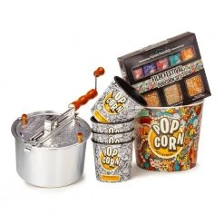 6 qt. Aluminum Stovetop Popcorn Popper and Film Festival Complete Popcorn Set by Whirley-Pop