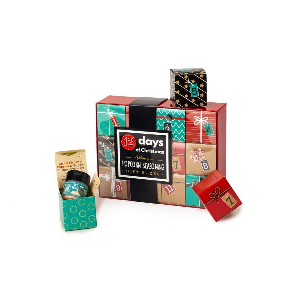 6 qt. Aluminum Red Stovetop Popcorn Popper with 12-Days of Christmas Popcorn Seasoning Set by Whirley-Pop - Image 4