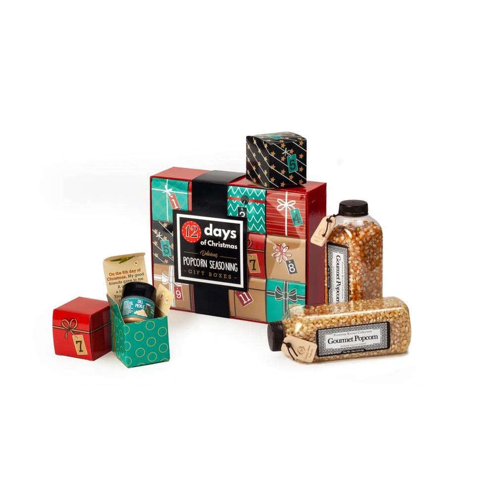 6 qt. Aluminum Red Stovetop Popcorn Popper with 12-Days of Christmas Popcorn Seasoning Set by Whirley-Pop - Image 2