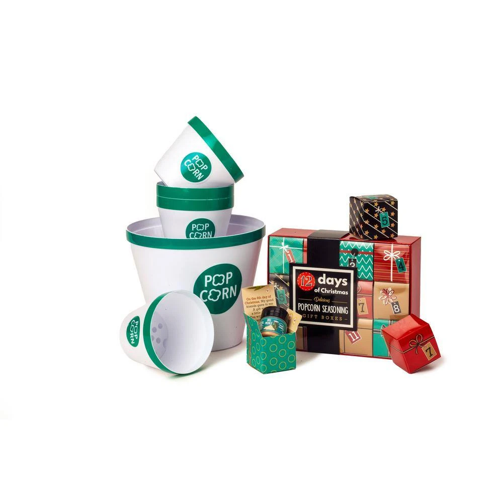 6 qt. Aluminum Stovetop Popcorn Popper with 12-Days of Christmas Popcorn Seasoning Set by Whirley-Pop - Image 3