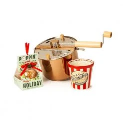 6 qt. Copper Plate Stainless Steel Stovetop Popcorn Popper Poppin' by to Wish You Happy Holidays Set by Whirley-Pop