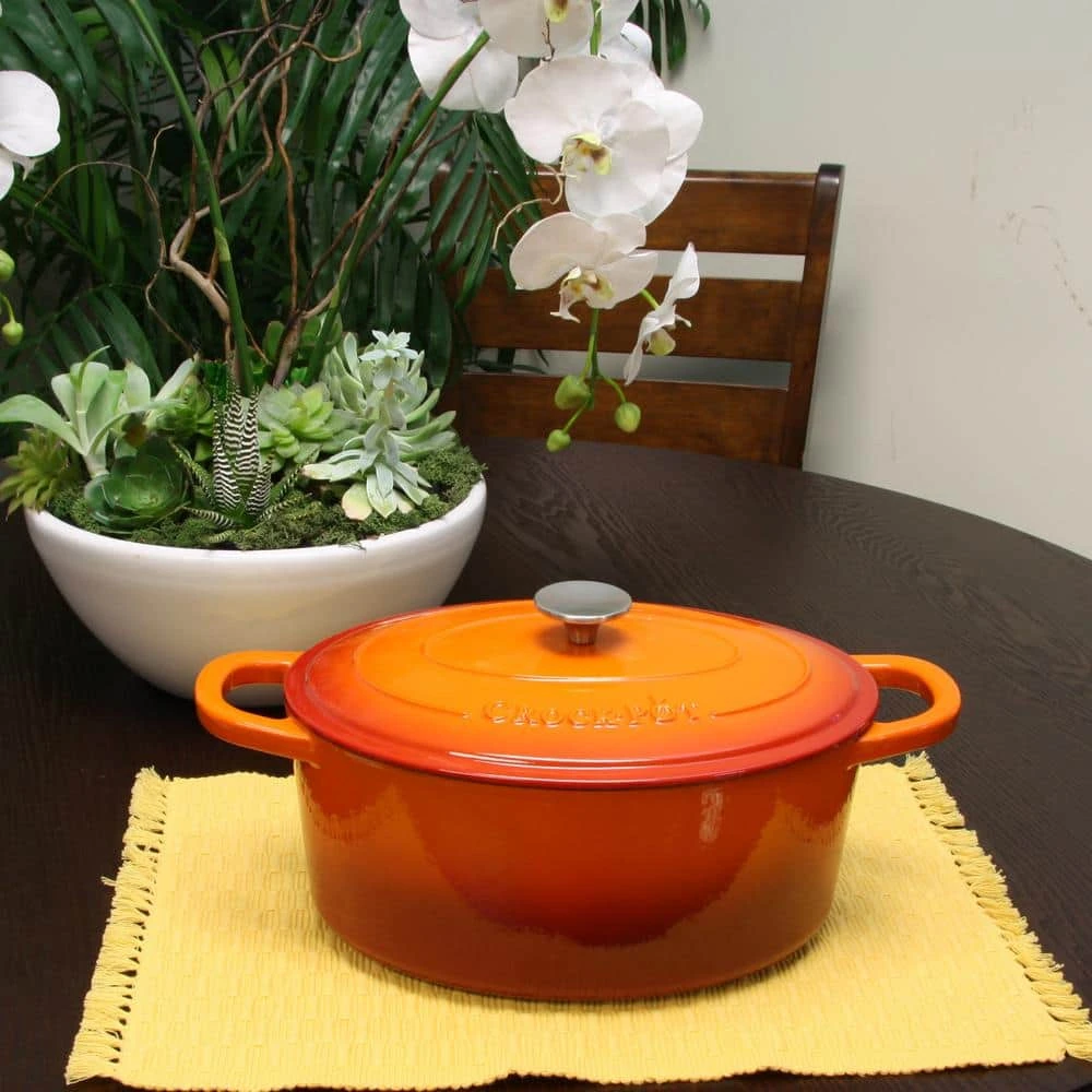 Artisan 7 Qt. Oval Enameled Cast Iron Dutch Oven with Lid by Crock-Pot - Image 3