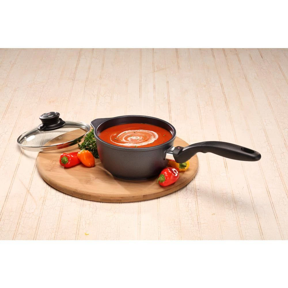 Classic Series 1.4 qt. Cast Aluminum Nonstick Sauce Pan in Gray with Glass Lid by Swiss Diamond - Image 2