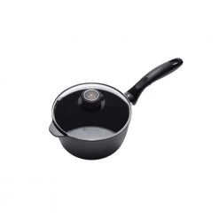 Classic Series 2.2 qt. Cast Aluminum Nonstick Sauce Pan in Gray with Glass Lid by Swiss Diamond