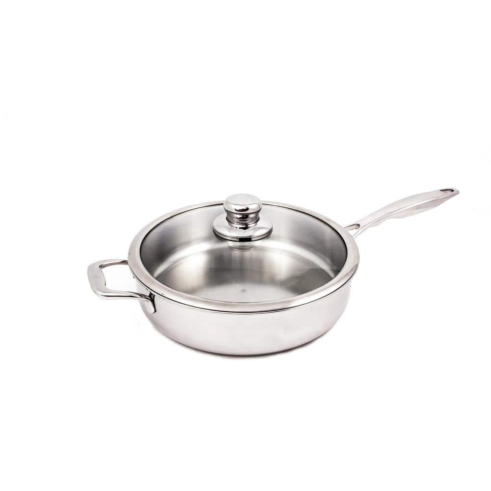 Premium Clad 4.2 qt. Stainless Steel Saute Pan with Glass Lid by Swiss Diamond