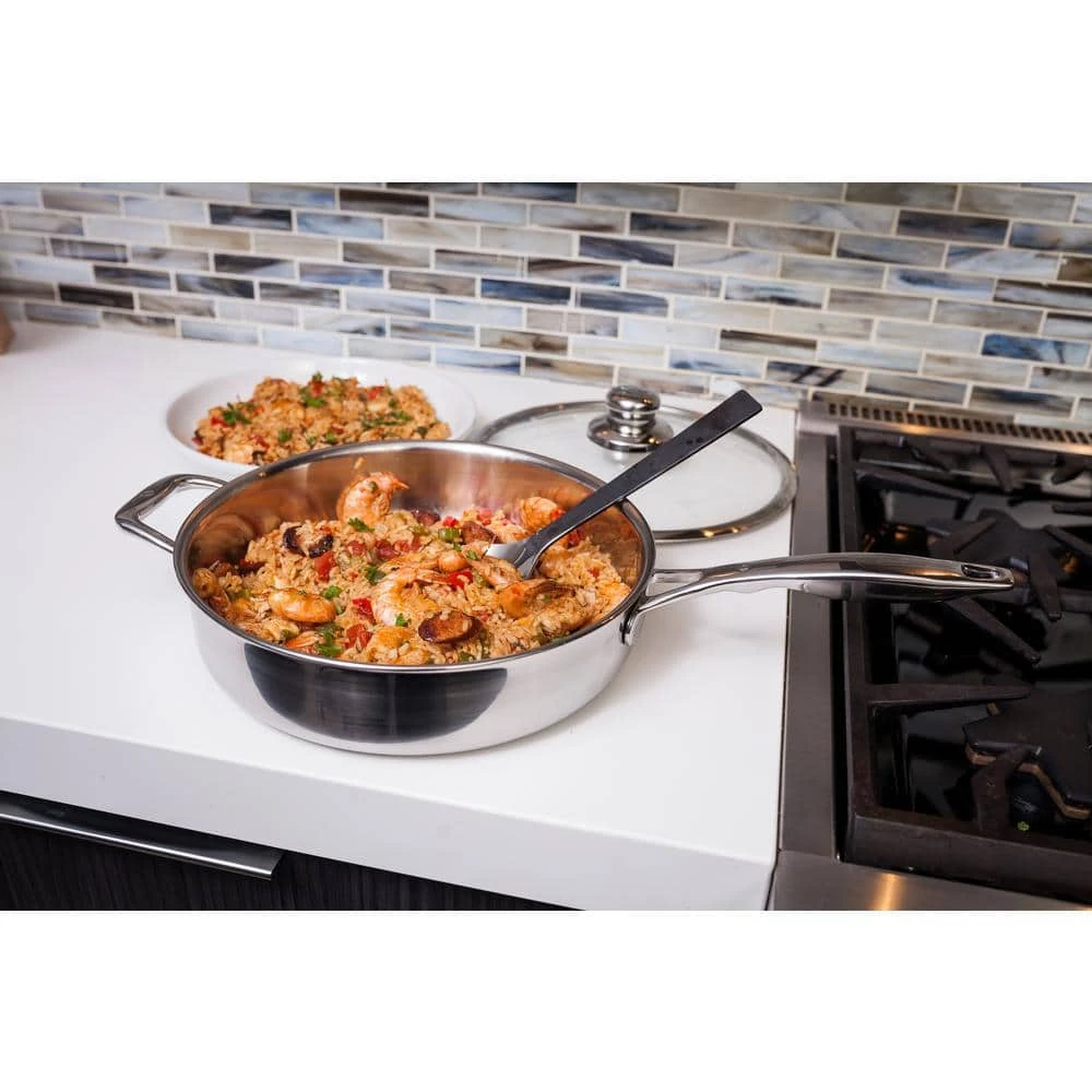 Premium Clad 4.2 qt. Stainless Steel Saute Pan with Glass Lid by Swiss Diamond - Image 2