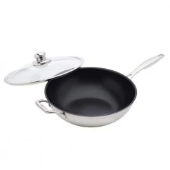 Stainless Steel Wok with Lid by Swiss Diamond