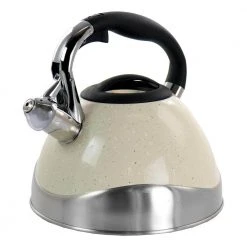 12-Cup Tan Stainless Steel Whistling Kettle by MegaChef
