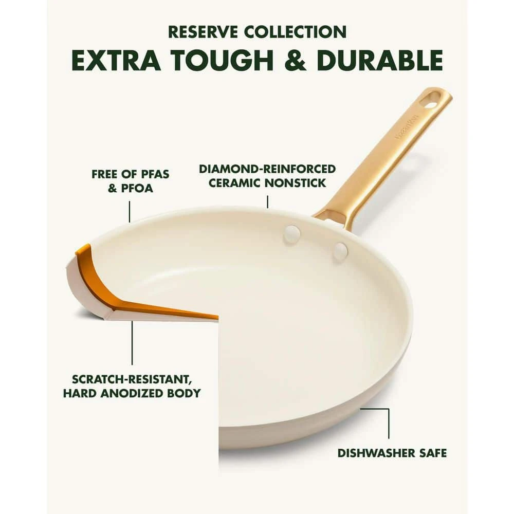 Reserve 2-Piece Heathy Ceramic Nonstick 10" and 12" Frying Pan Set in Taupe by GreenPan - Image 3