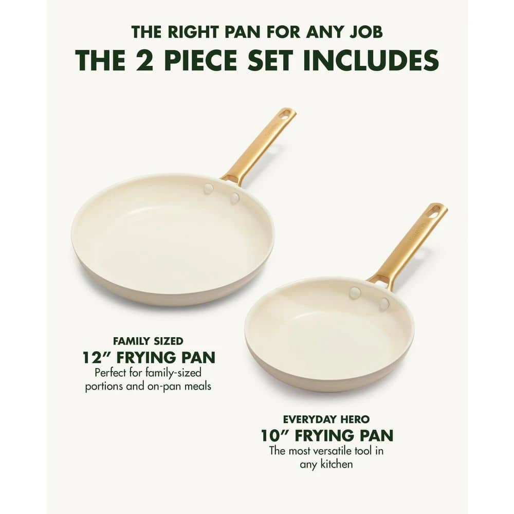 Reserve 2-Piece Heathy Ceramic Nonstick 10" and 12" Frying Pan Set in Taupe by GreenPan - Image 7