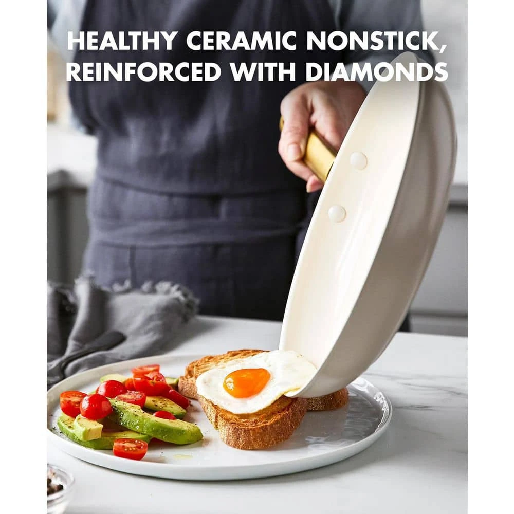 Reserve 2-Piece Heathy Ceramic Nonstick 10" and 12" Frying Pan Set in Taupe by GreenPan - Image 2