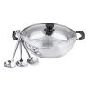 11 in./28 cm 4 qt. Stainless Steel Shabu Hot Pot with Divider and 3-Ladles by Tayama