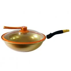 12.6 in. Ceramic Non-Stick Golden Wok by Tayama