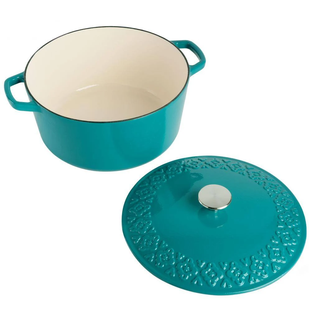Savory Saffron 6 qt. Enameled Cast Iron Dutch Oven with Lid in Teal by Spice BY TIA MOWRY - Image 7