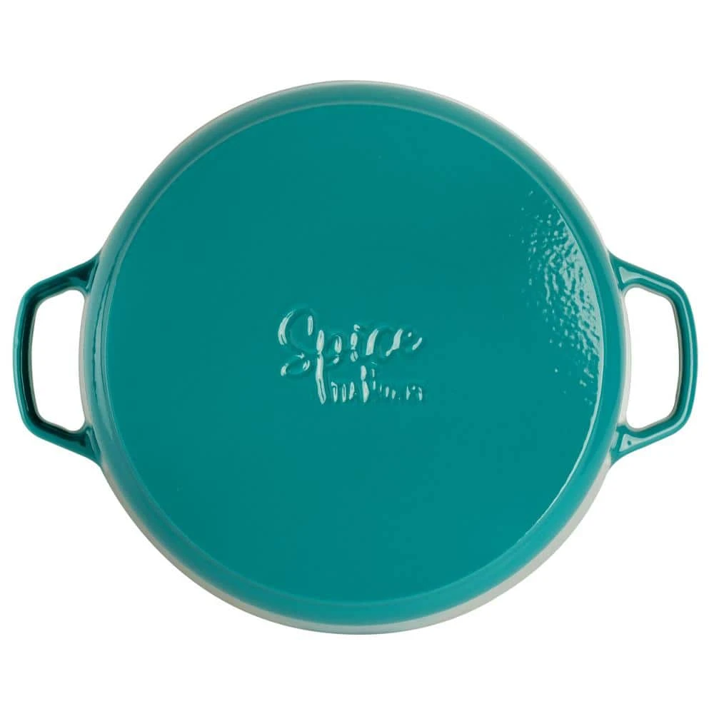 Savory Saffron 6 qt. Enameled Cast Iron Dutch Oven with Lid in Teal by Spice BY TIA MOWRY - Image 3